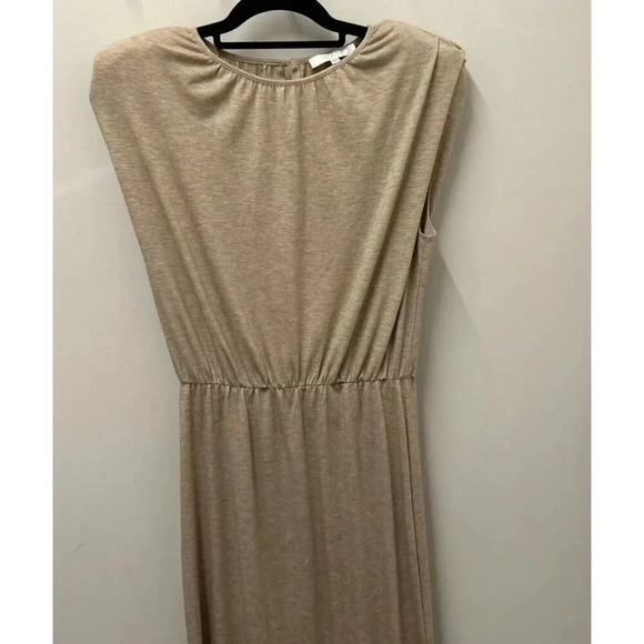 WAYF Womens Dress S Tan Padded Shoulder Midi Dress 80s‎ Retro Style Capsule - Picture 4 of 11